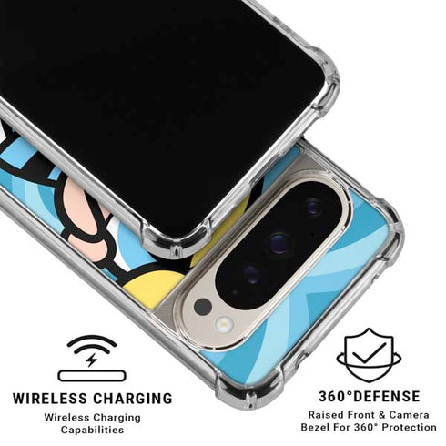 Cartoon Network Powerpuff Girls Bubbles Blue Hearts Pixel 9/9 Pro Clear Case